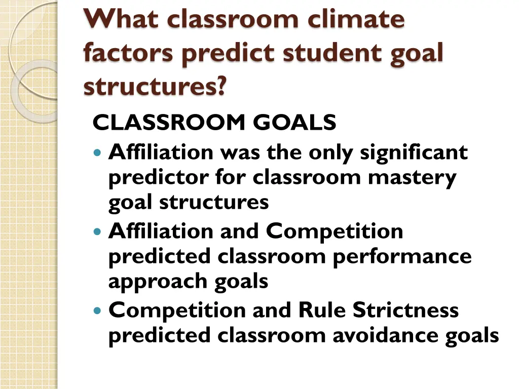 what classroom climate factors predict student 2