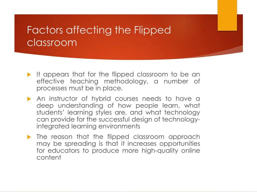 factors affecting the flipped classroom