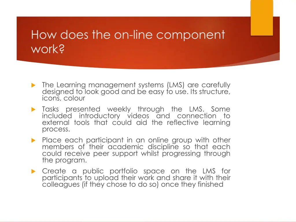 how does the on line component work