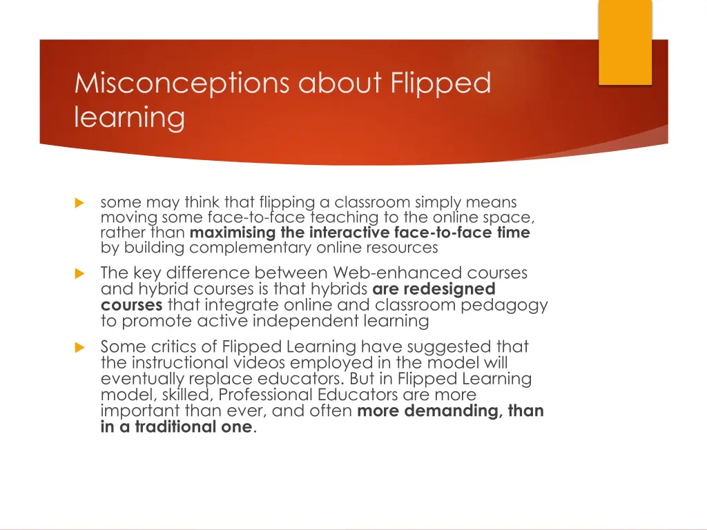 misconceptions about flipped learning