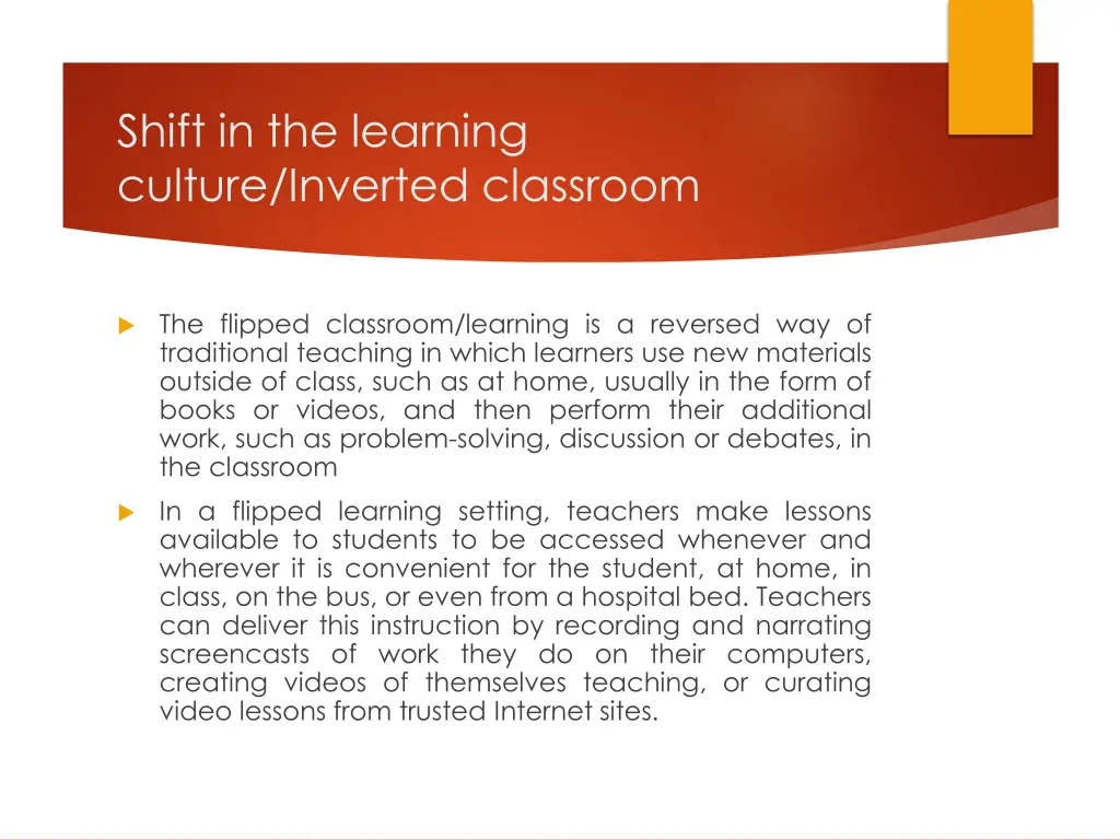 shift in the learning culture inverted classroom