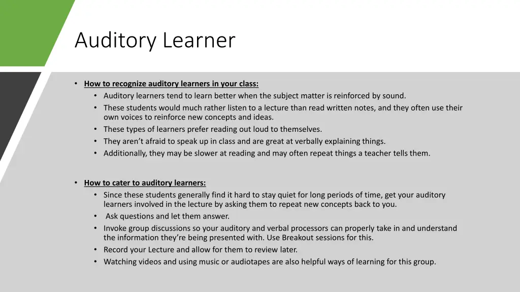 auditory learner