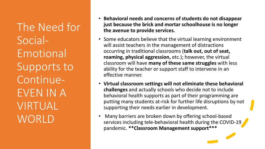 behavioral needs and concerns of students