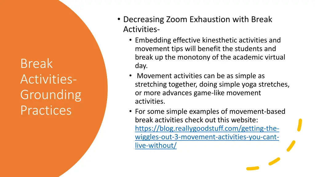 decreasing zoom exhaustion with break activities