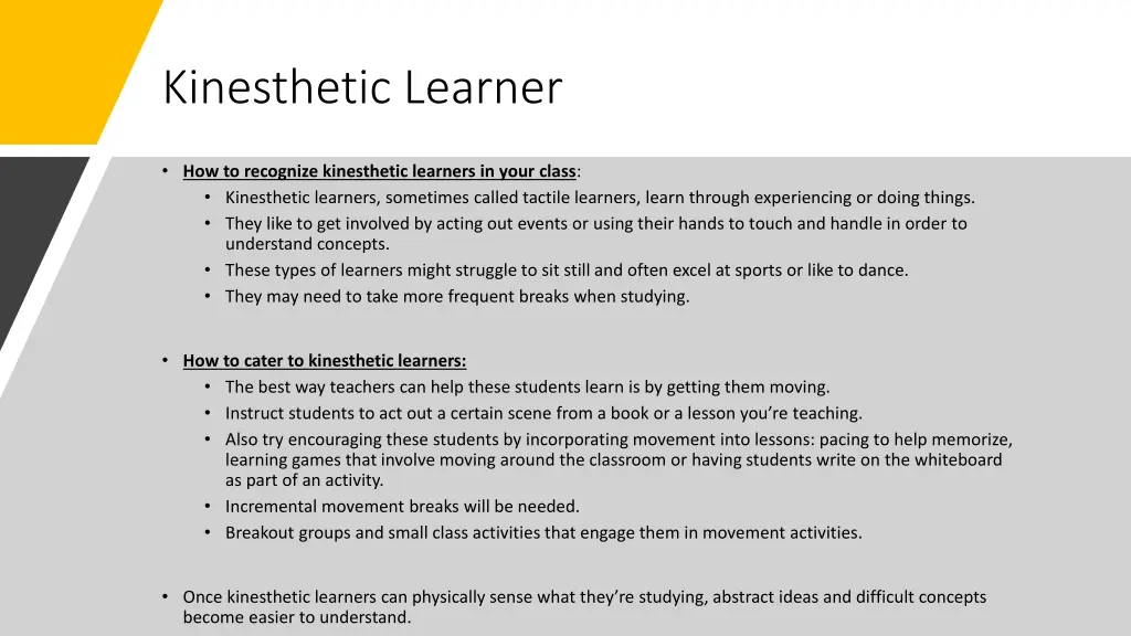 kinesthetic learner