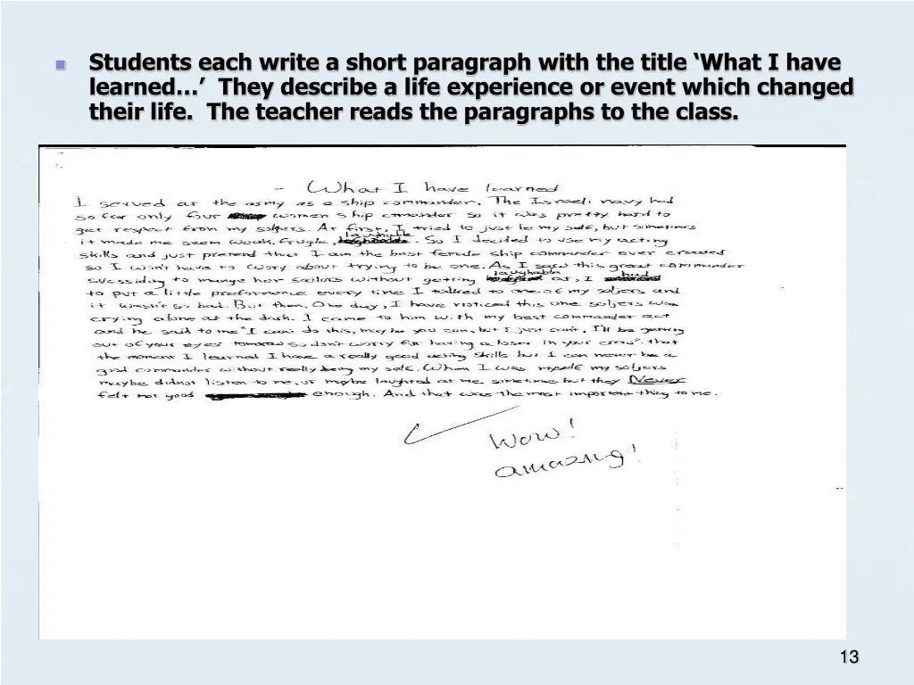 students each write a short paragraph with