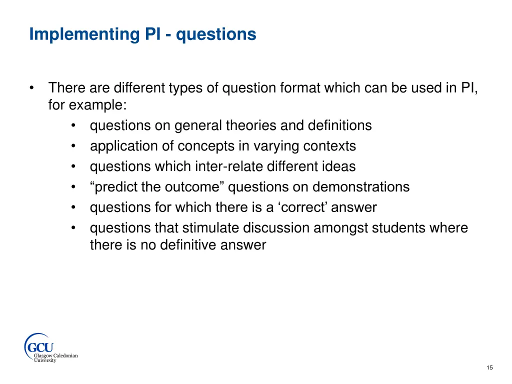 implementing pi questions