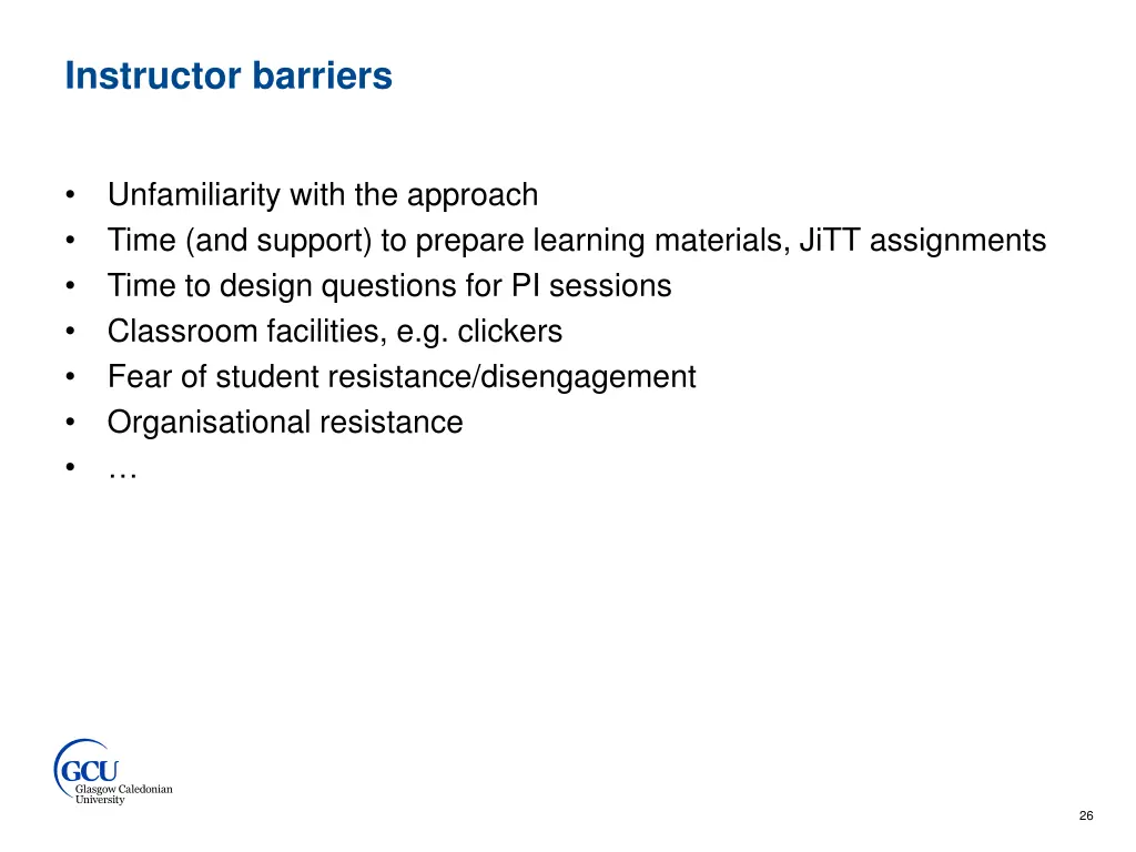 instructor barriers