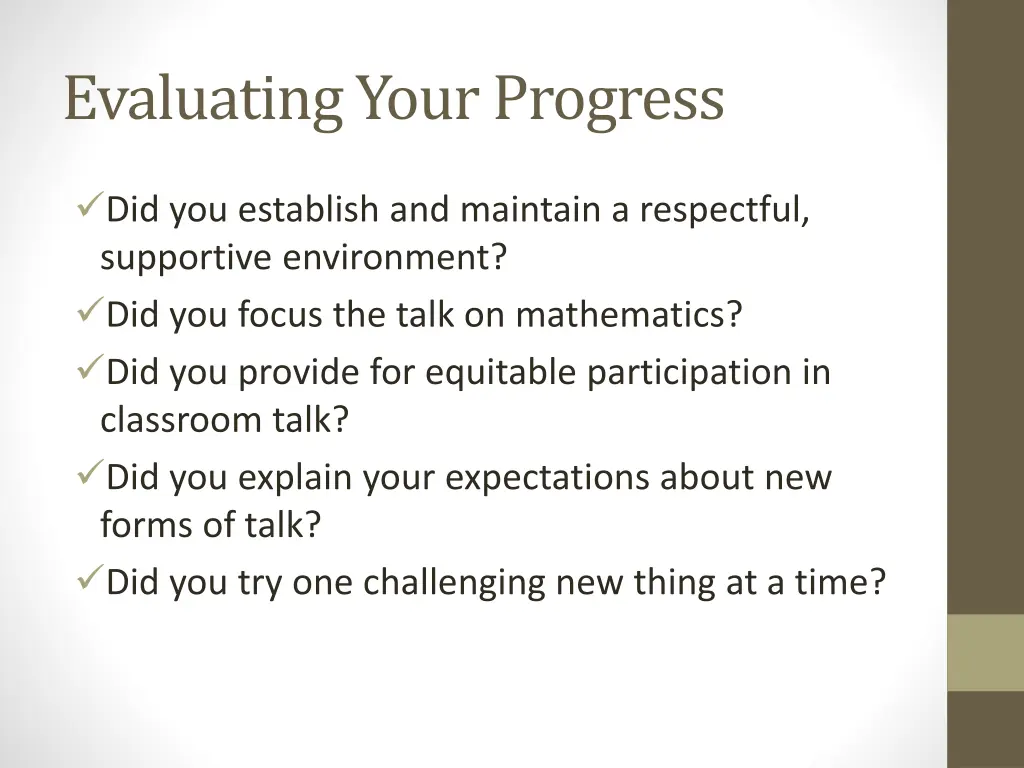 evaluating your progress