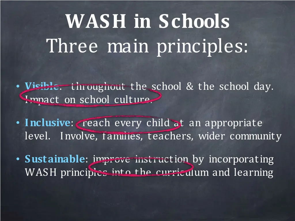 wash in schools three main principles