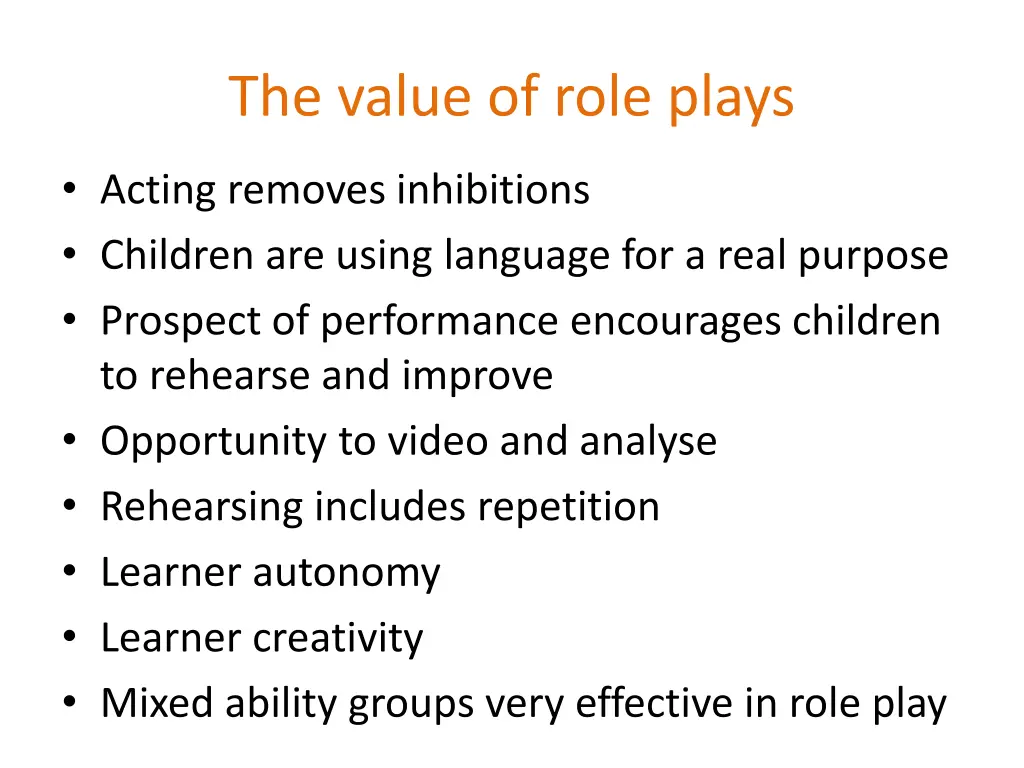 the value of role plays