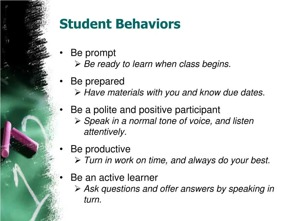 student behaviors