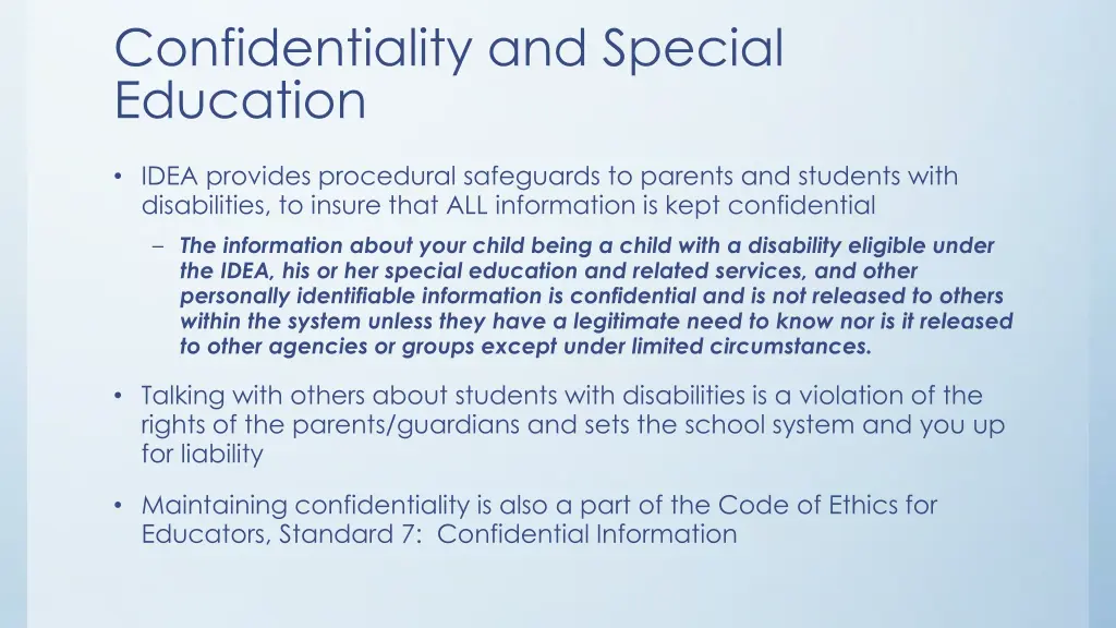 confidentiality and special education