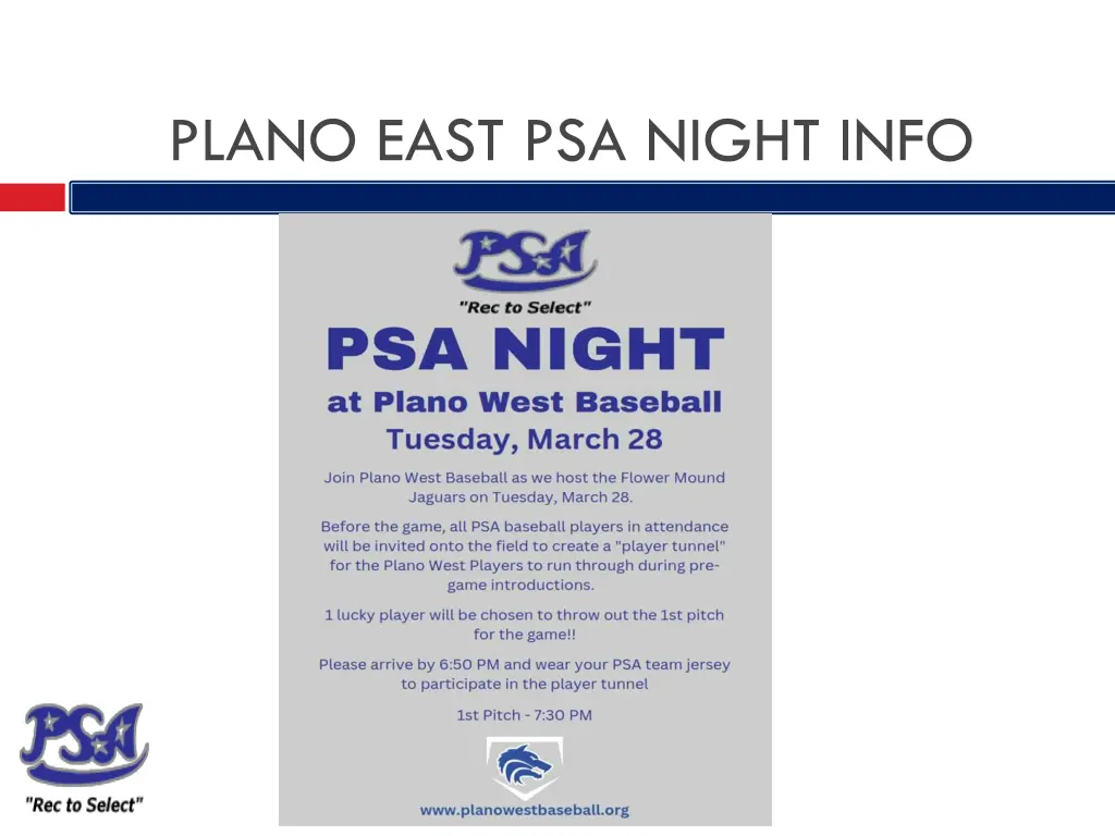 plano east psa night info