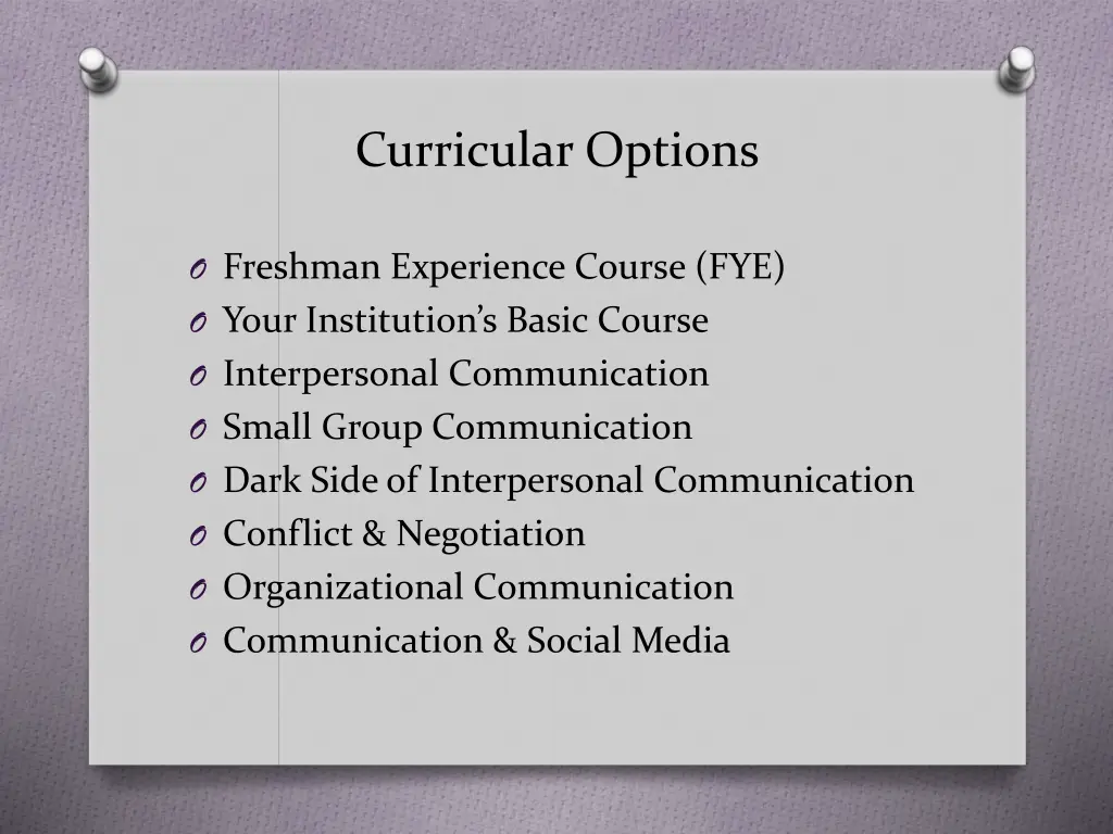 curricular options