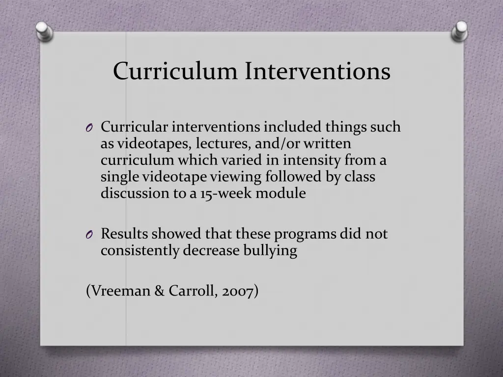 curriculum interventions