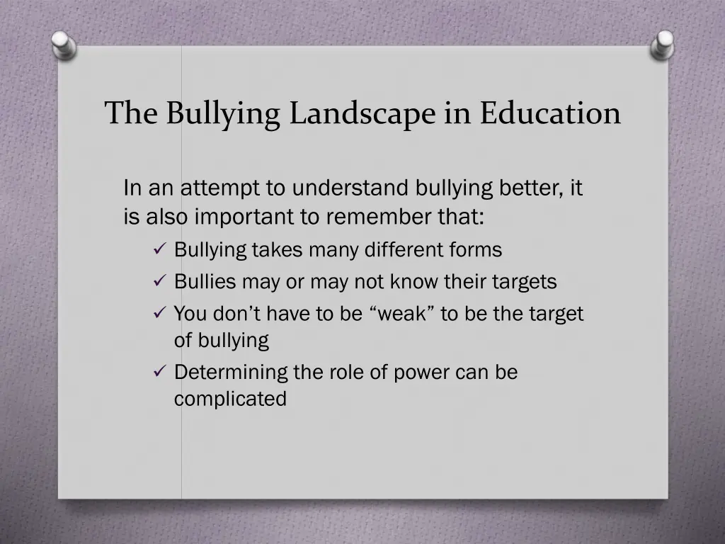 the bullying landscape in education