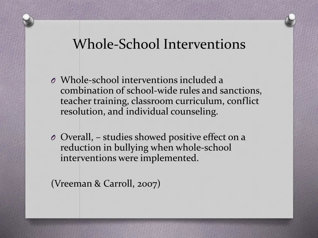 whole school interventions