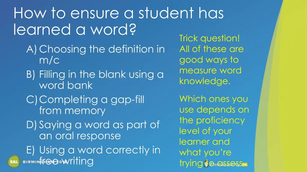 how to ensure a student has learned a word