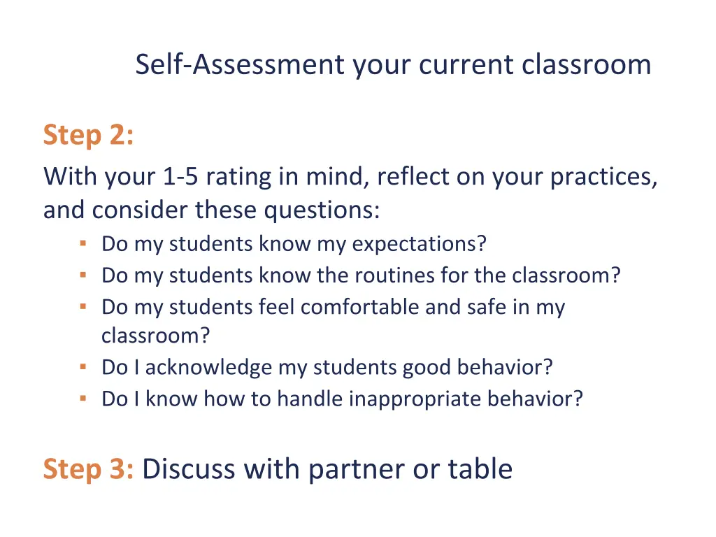 self assessment your current classroom 1