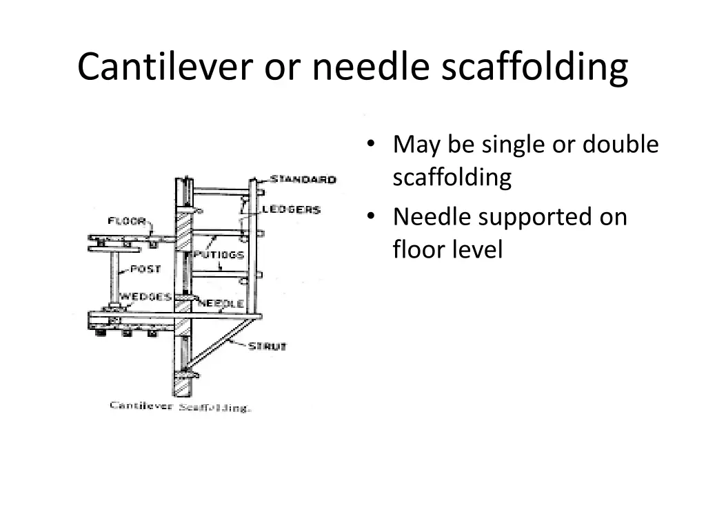 cantilever or needle scaffolding