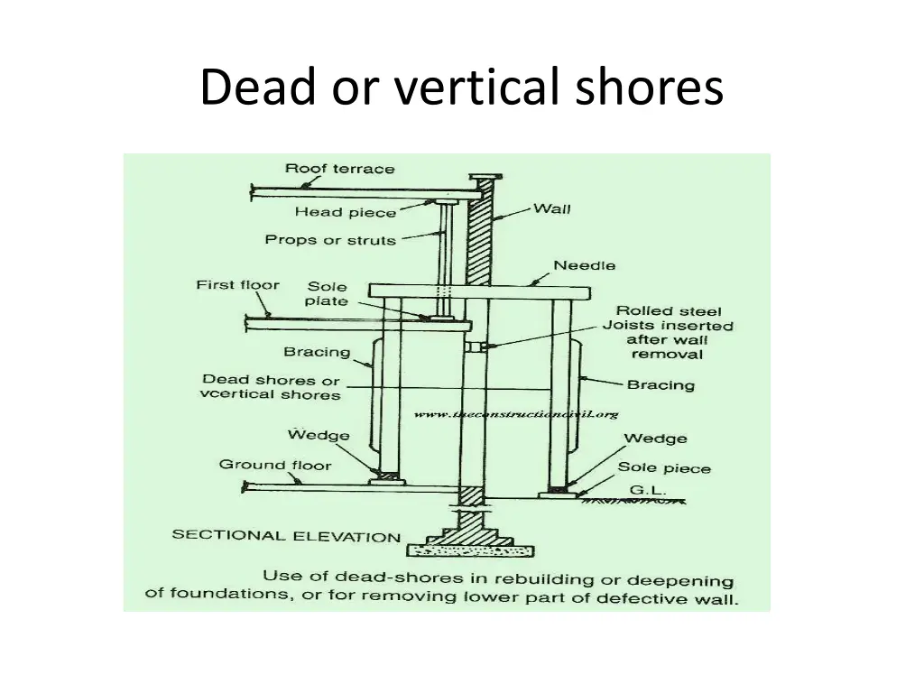 dead or vertical shores