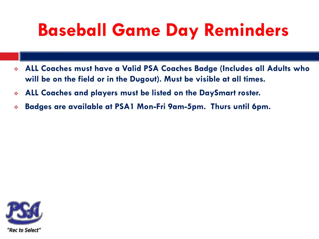 baseball game day reminders