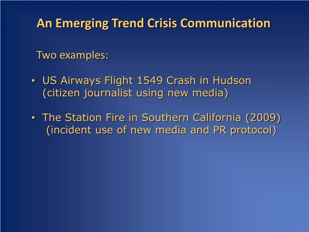 an emerging trend crisis communication