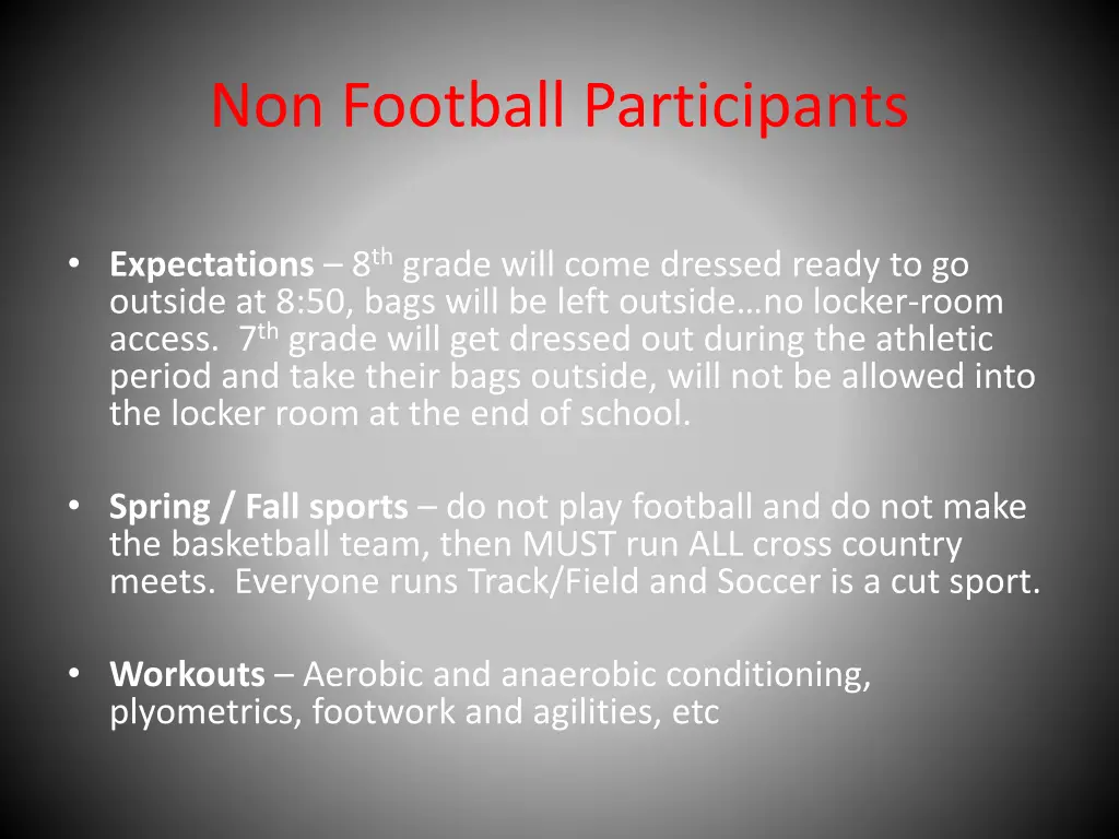 non football participants