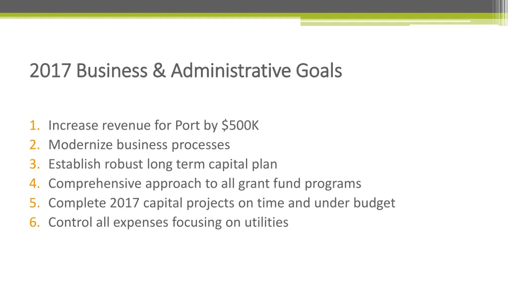 2017 business administrative goals 2017 business