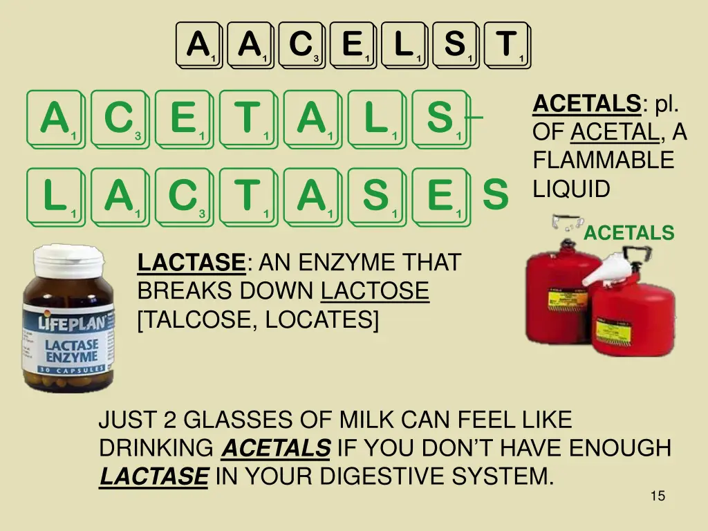 aacelst acetals lactase