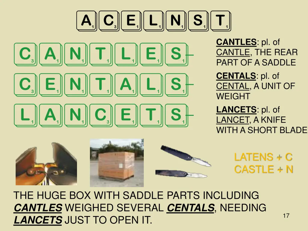 acelnst cantles centals lancets