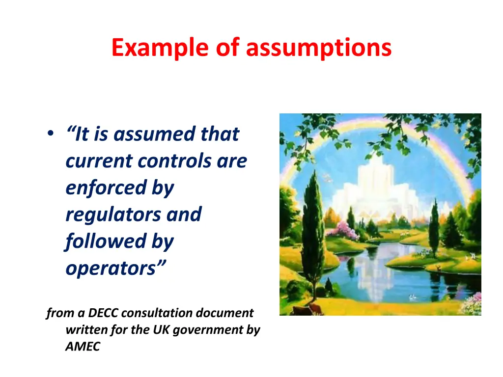 example of assumptions