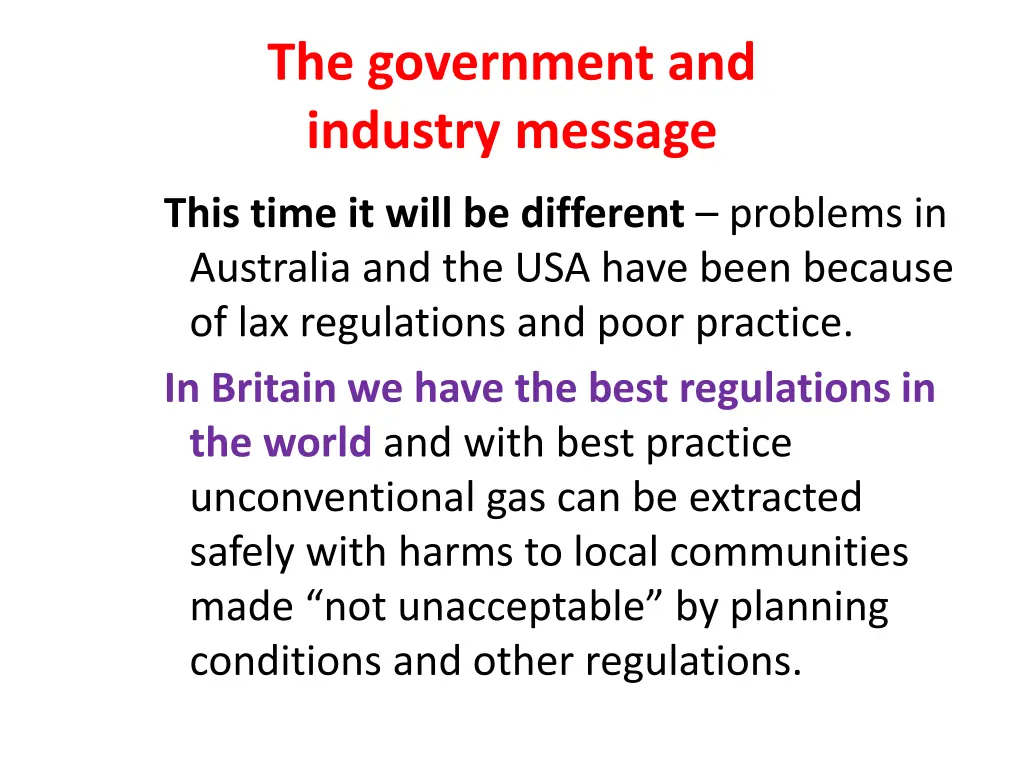 the government and industry message