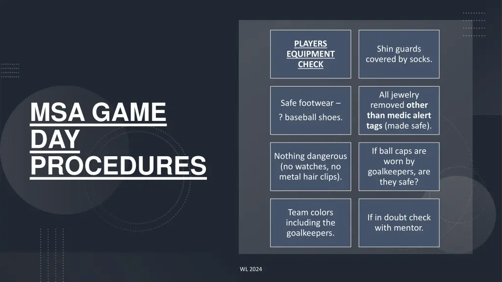 players equipment check