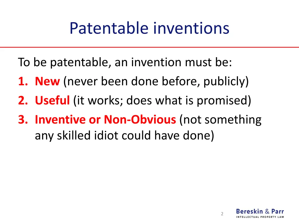 patentable inventions