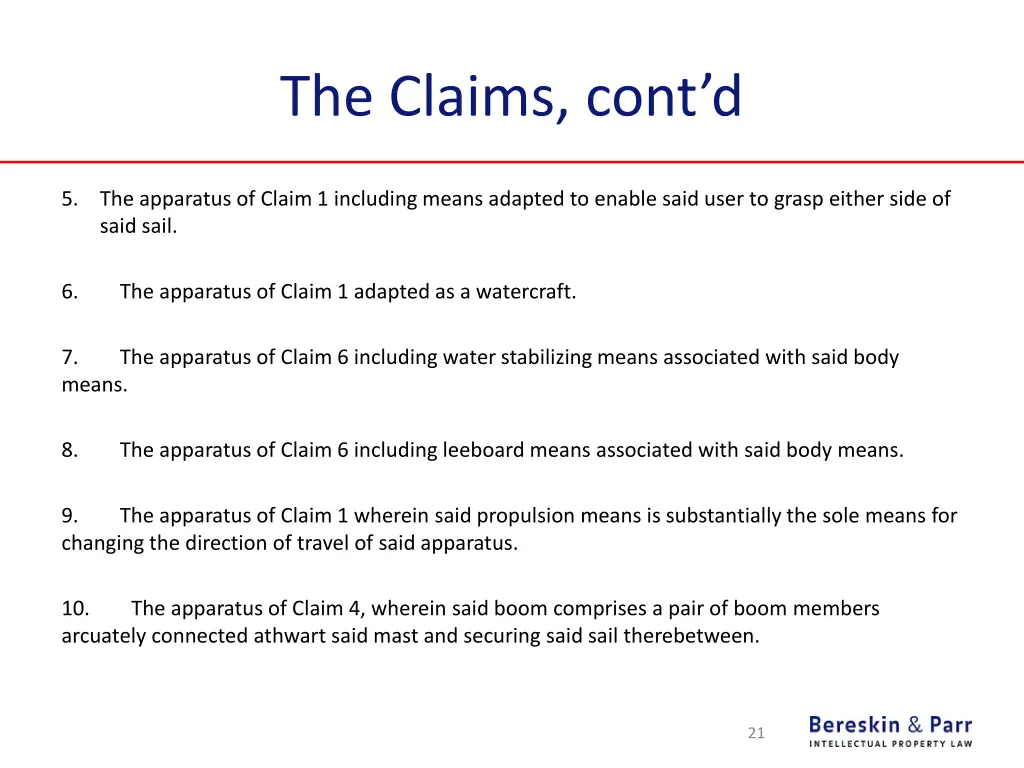 the claims cont d