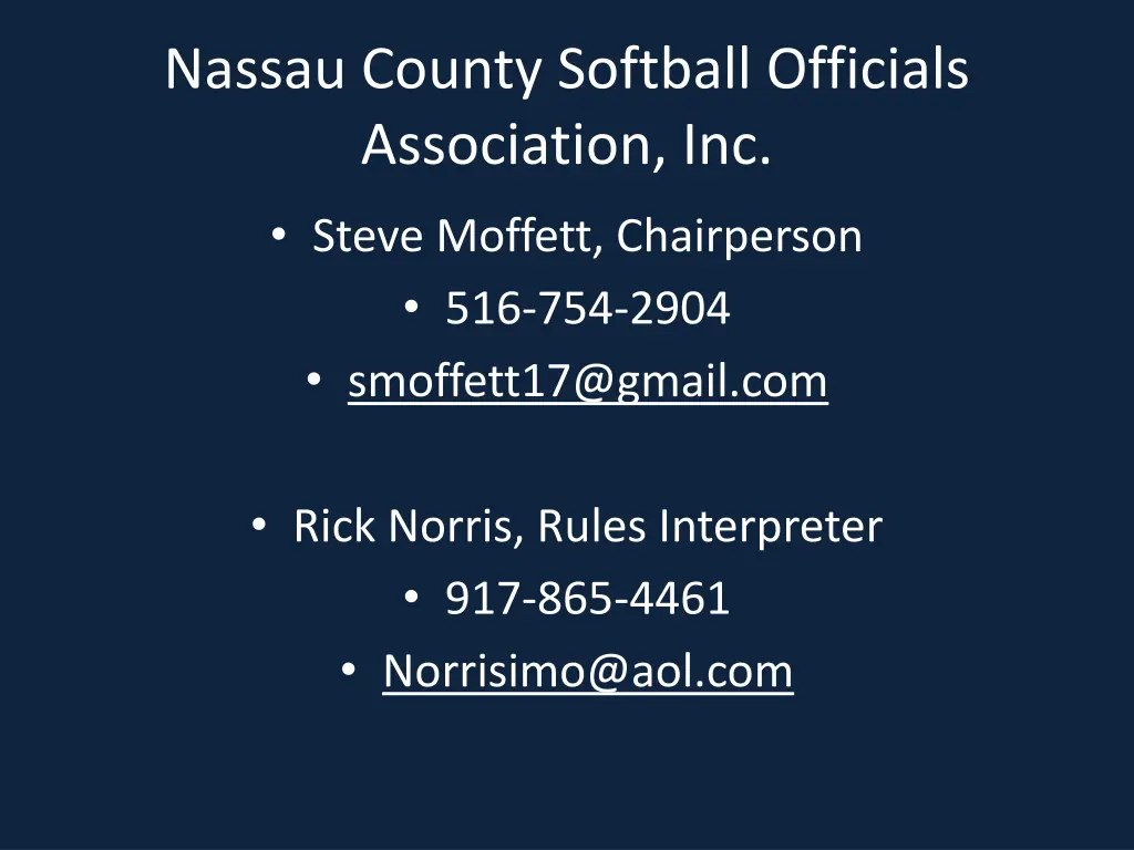 nassau county softball officials association inc