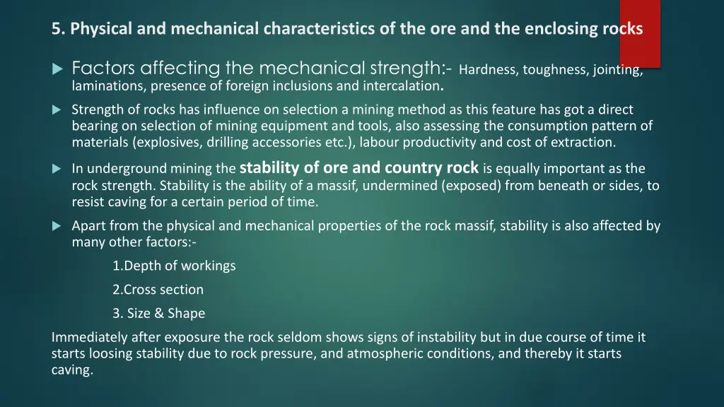 5 physical and mechanical characteristics