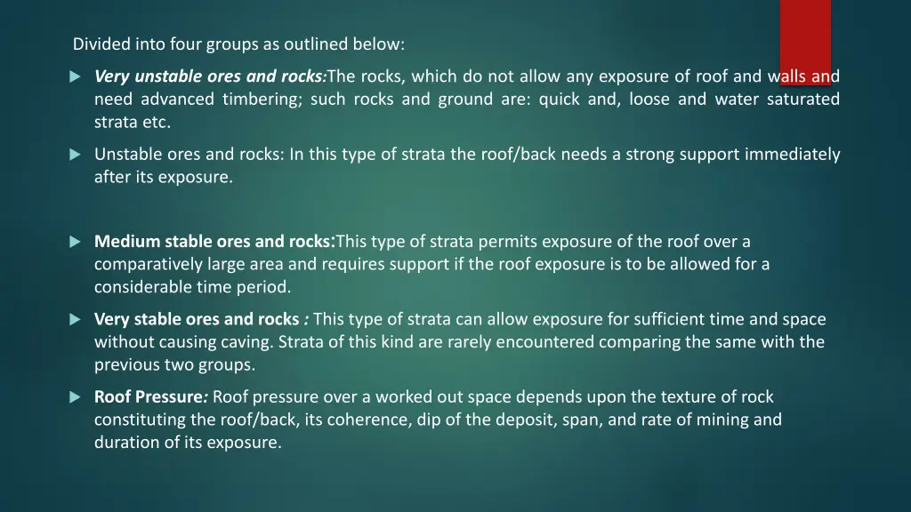 divided into four groups as outlined below