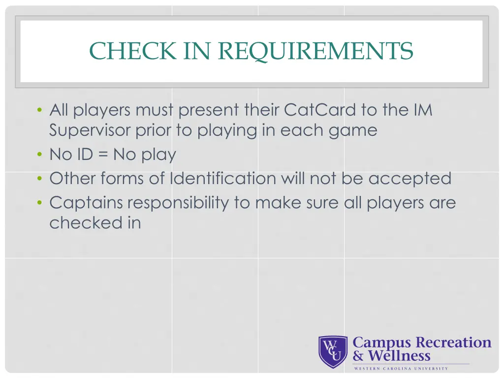 check in requirements