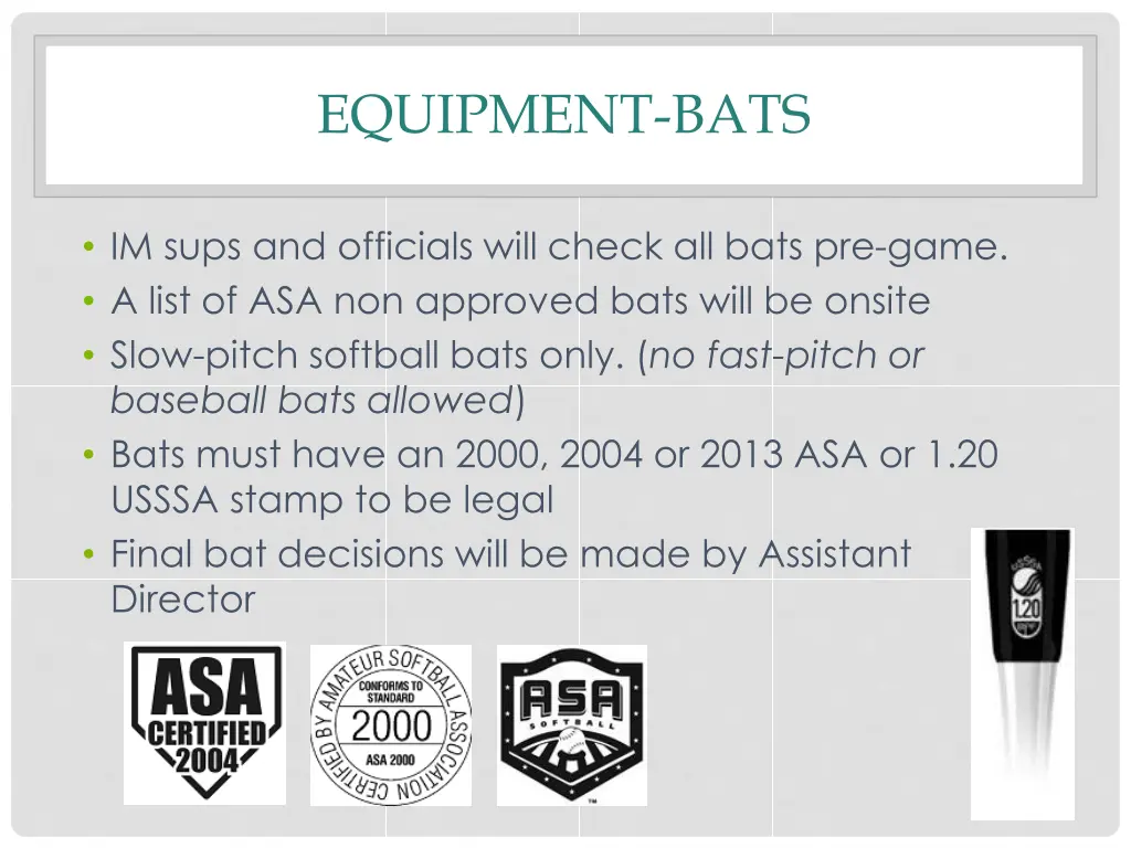 equipment bats