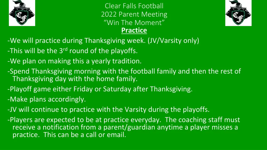 clear falls football 2022 parent meeting 11