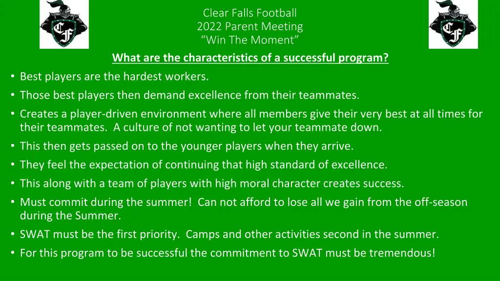 clear falls football 2022 parent meeting 15