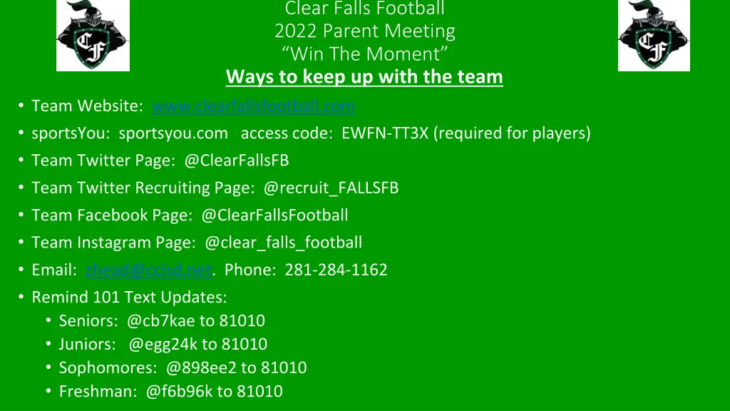 clear falls football 2022 parent meeting 21