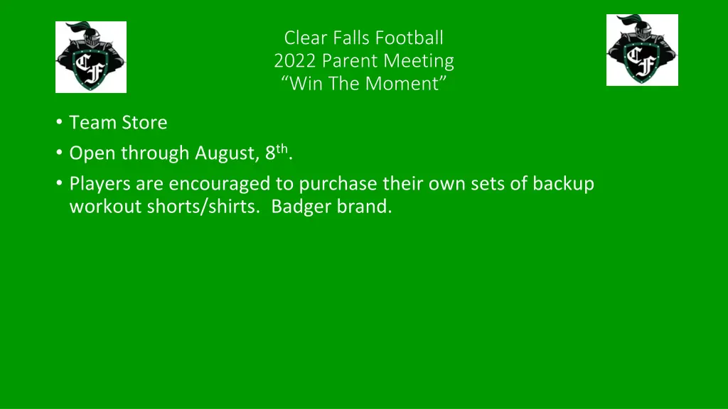 clear falls football 2022 parent meeting 22