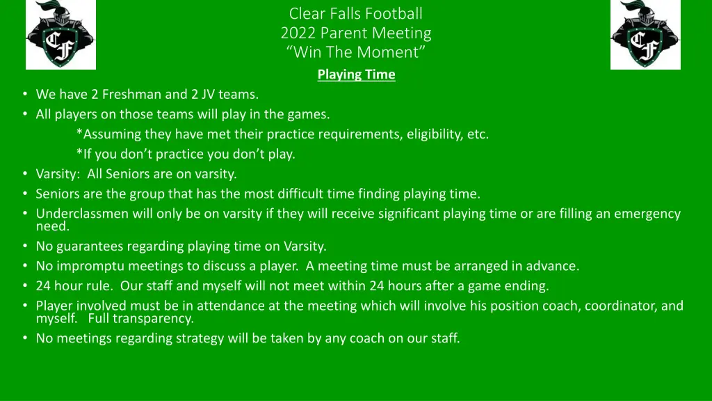 clear falls football 2022 parent meeting 6