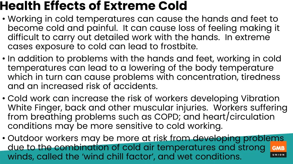 health effects of extreme cold working in cold