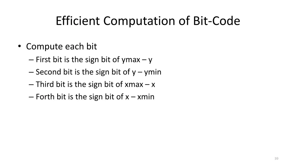 efficient computation of bit code