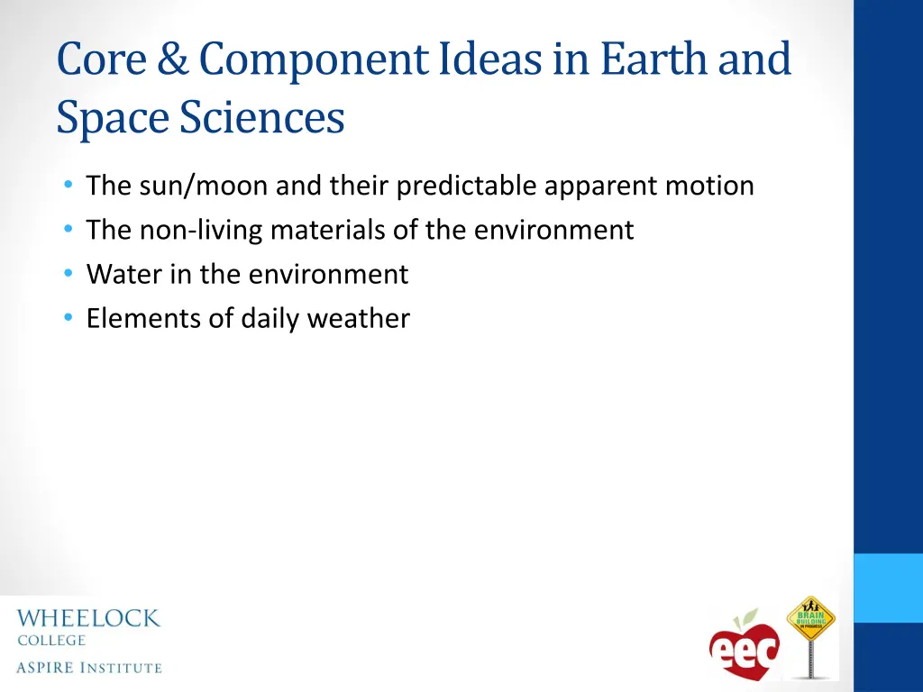 core component ideas in earth and space sciences